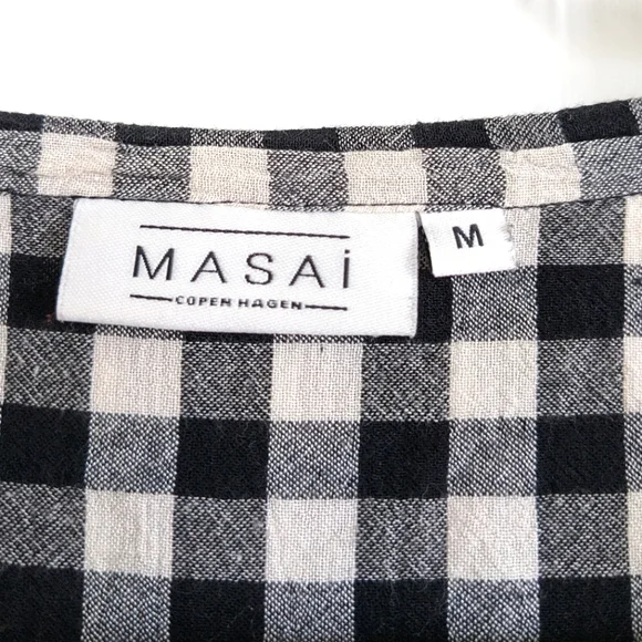 Black and White Gingham Midi Dress with Tassel Tie - Picture 7 of 12